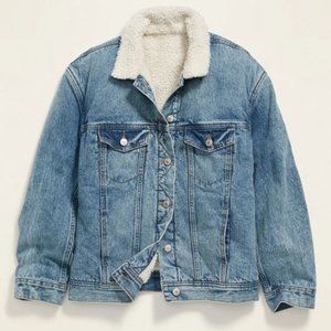 Old Navy Oversized Sherpa-Lined Boyfriend Jean Jacket